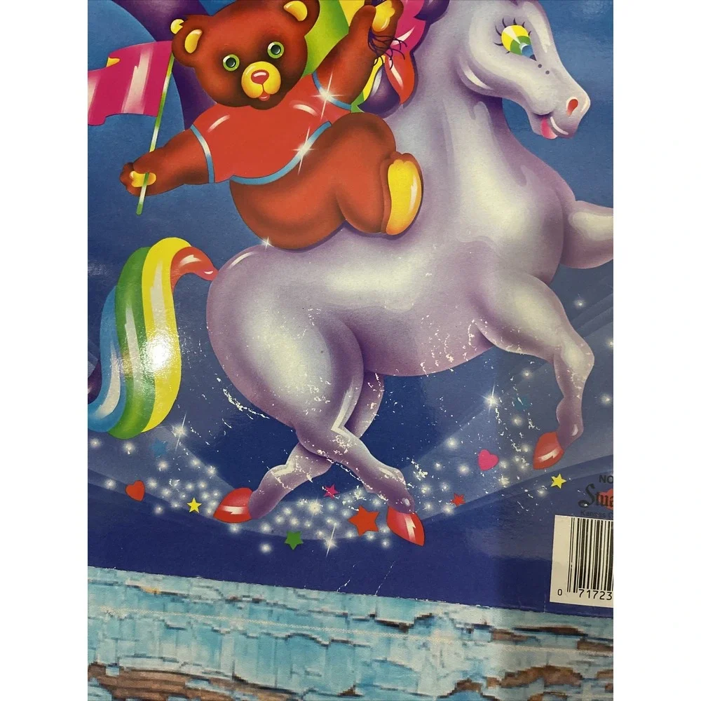 Rare Vintage 1990s LISA FRANK Folder Rainbow Unicorn With Bear